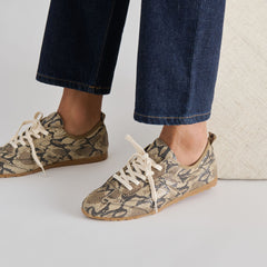 Viper Snake Print Embossed Leather Sneakers / Dolce Vita