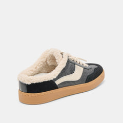 Notice Slide Plush Black Woven Leather Sneakers / Dolce Vita