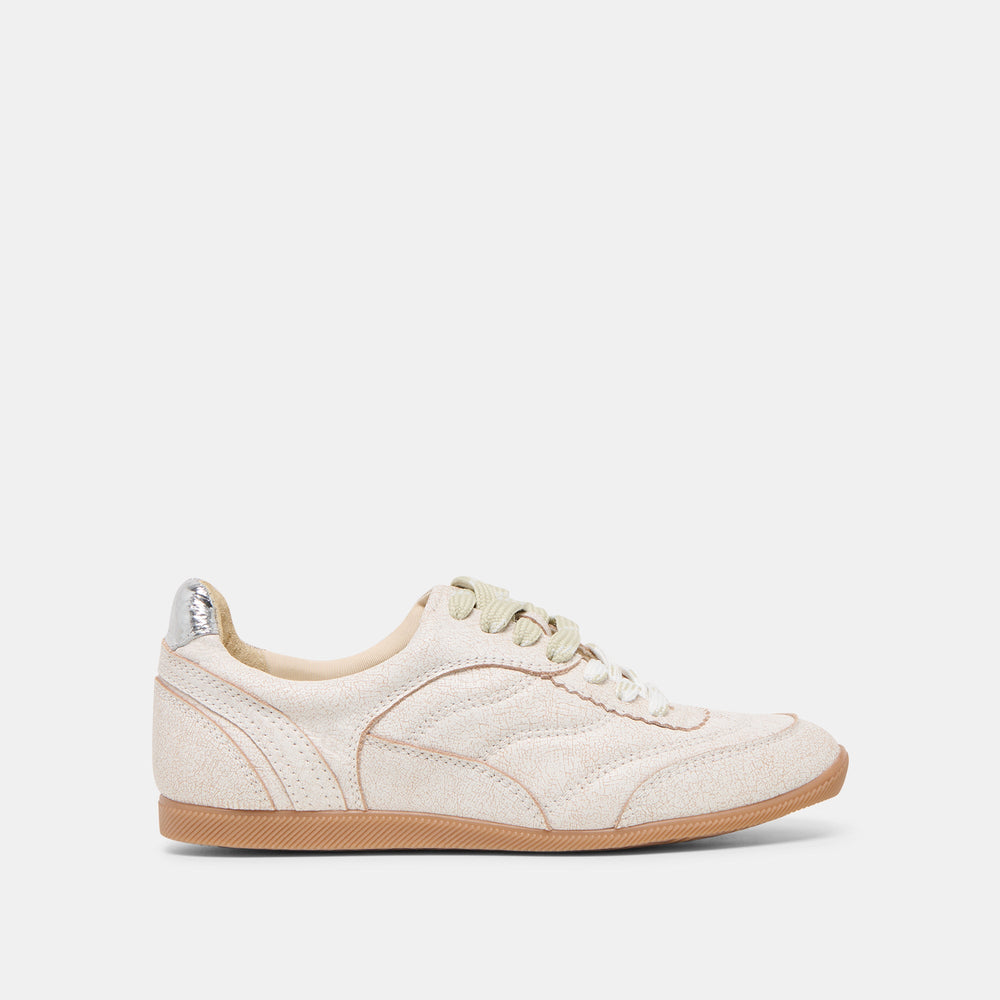 Laini Off White Crackled Leather Sneakers / Dolce Vita
