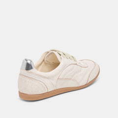 Laini Off White Crackled Leather Sneakers / Dolce Vita