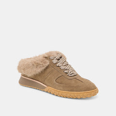 Izzey Plush Olive Suede Sneakers / Dolce Vita