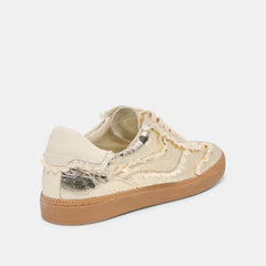 Notice Lace Platinum Distressed Leather Sneakers / Dolce Vita