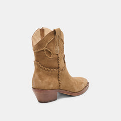 RUDO Lt Brown Suede Western Pointed-Toe Ankle Boots / Dolce Vita