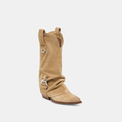 ROGUE Camel Suede Mid-Calf Western Slouch Boots / Dolce Vita