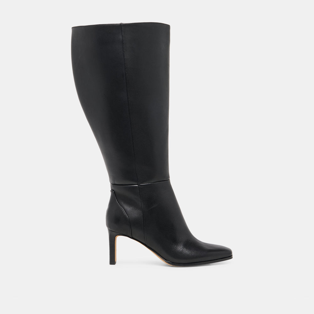 Emmi Black Leather Extra Wide Calf Boots / Dolce Vita