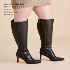 Emmi Black Leather Extra Wide Calf Boots / Dolce Vita