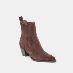Slim Mahogany Suede Booties / Dolce Vita