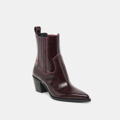 Slim Mulberry Crinkle Patent Booties / Dolce Vita