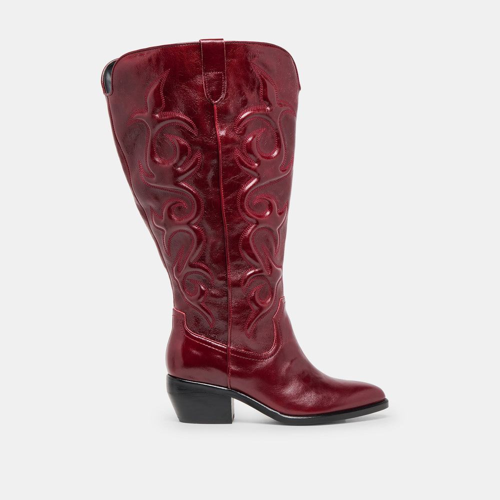 Mirla Oxblood Leather Extra Wide Calf Boots / Dolce Vita
