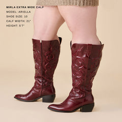 Mirla Oxblood Leather Extra Wide Calf Boots / Dolce Vita