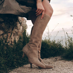 Aldy Herringbone Printed Suede Boots / Dolce Vita