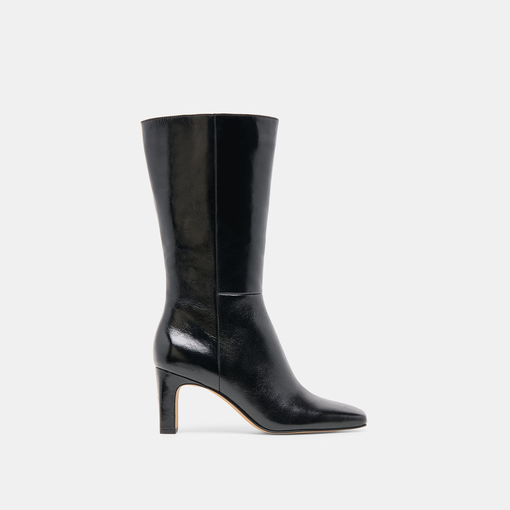 Riggs Wide Calf Black Leather Boots / Dolce Vita
