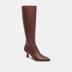 Auggie Chocolate Leather Narrow Calf Boots / Dolce Vita