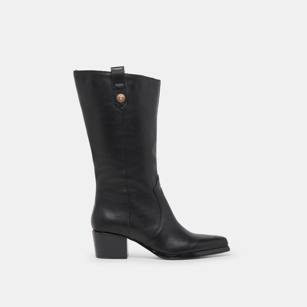 Vern Black Leather Wide Calf Boots / Dolce Vita