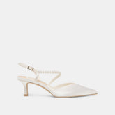 Kamra Pearl True White Satin Mid Heels / Dolce Vita