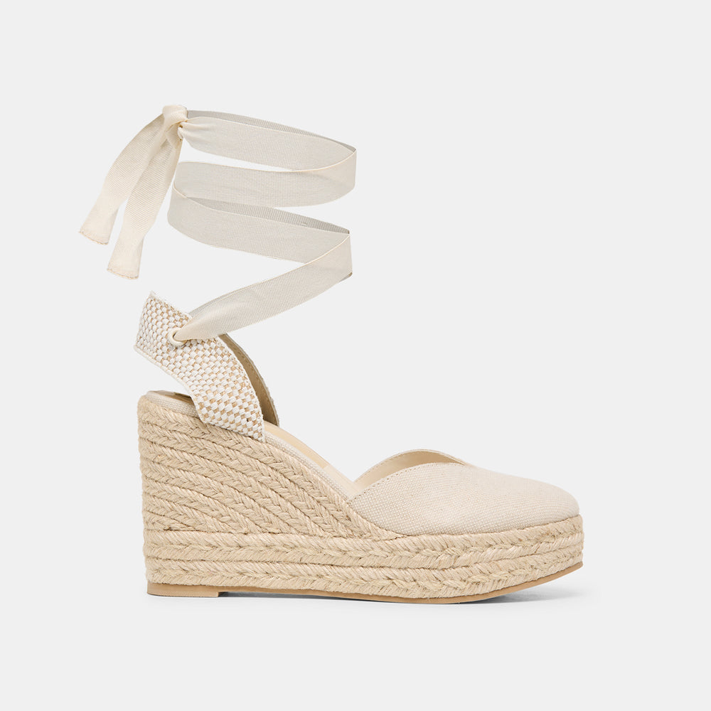 Noura Ecru Linen Wedges / Dolce Vita