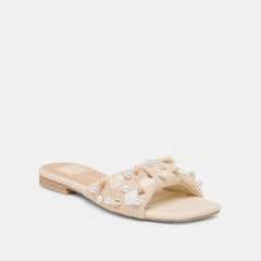 Lizza Oatmeal Beaded Raffia Sandals / Dolce Vita