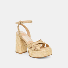Danila Lt Natural Cross Hatch Raffia Heels / Dolce Vita