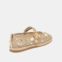 Ralph Gold Beaded Raffia Ballet Flats / Dolce Vita