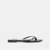 MALTA Black Leather Buckle Flip-Flop Sandals / Dolce Vita
