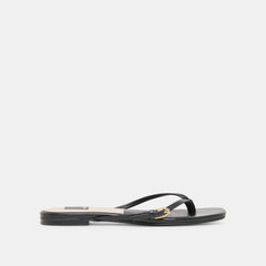 MALTA Black Leather Buckle Flip-Flop Sandals / Dolce Vita