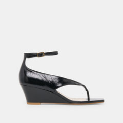 Quinny Black Leather Wedges / Dolce Vita