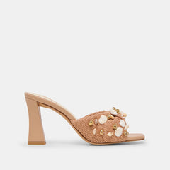 Tylah Toffee Beaded Raffia Heels / Dolce Vita