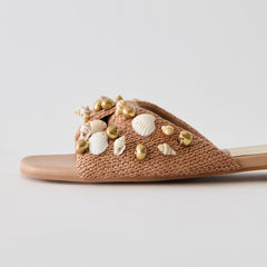 Lizza Toffee Beaded Raffia Sandals / Dolce Vita