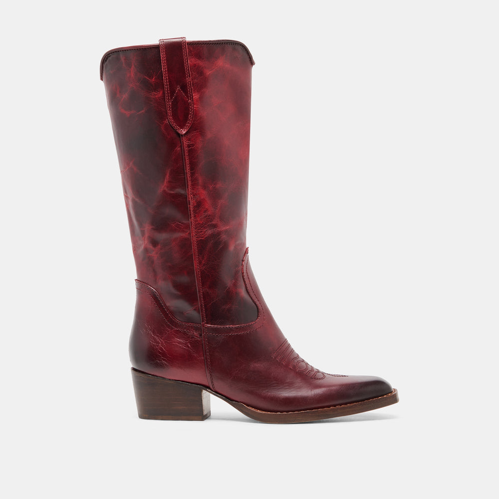 VIGLA Garnet Leather Pointed-Toe Western Boots / Dolce Vita