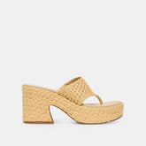 RIPPLE Lt Natural Raffia Platform Thong Block Heel / Dolce Vita