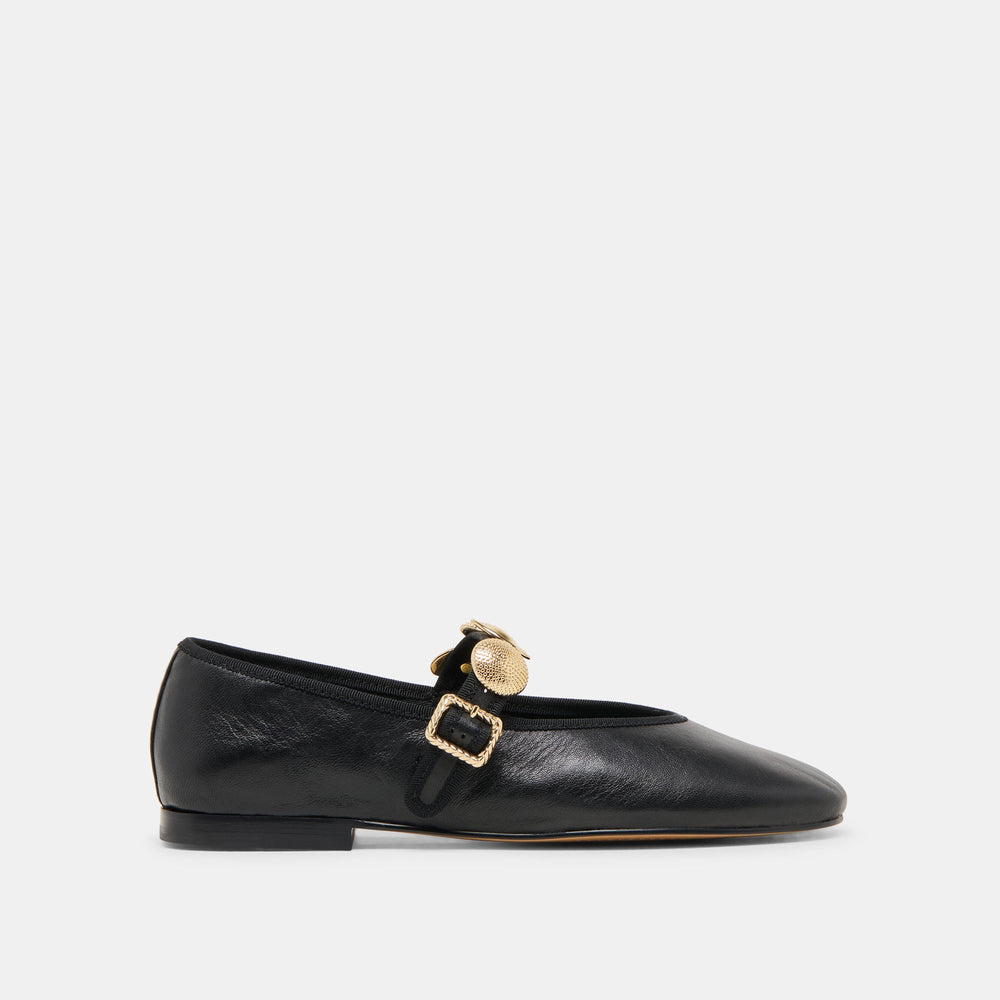 Relan Black Leather Ballet Flats / Dolce Vita