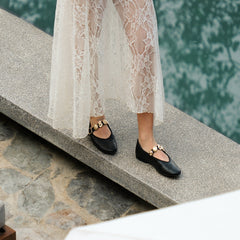 Relan Black Leather Ballet Flats / Dolce Vita