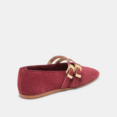 Baylee Grommet Oxblood Perforated Suede Ballet Flats / Dolce Vita