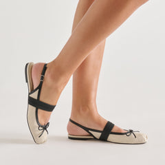 Grifan Natural Black Linen Flats / Dolce Vita