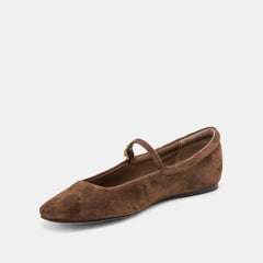 Reyes Wide Dk Brown Suede Ballet Flats / Dolce Vita