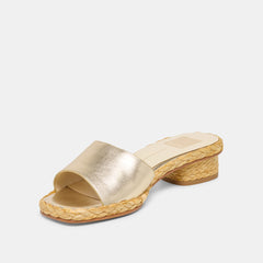 Dixi Wide Platinum Leather Sandals / Dolce Vita