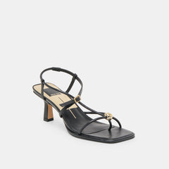 Manji Wide Black Leather Heels / Dolce Vita