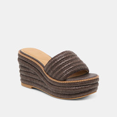 Throne Wide Chocolate Raffia Wedges / Dolce Vita