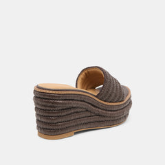 Throne Wide Chocolate Raffia Wedges / Dolce Vita