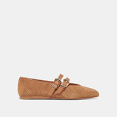 Baylee Wide Pecan Perforated Suede Ballet Flats / Dolce Vita