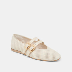 Baylee Wide Bone Perforated Suede Ballet Flats / Dolce Vita