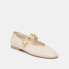 Relan Wide Off White Leather Ballet Flats / Dolce Vita