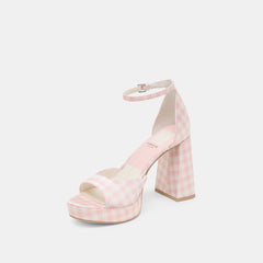 Pandro X Byrdie Golf Pink Plaid Gingham Wide Heels / Dolce Vita