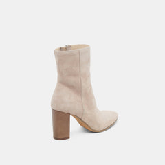 Suzy Wide Taupe Suede Booties / Dolce Vita