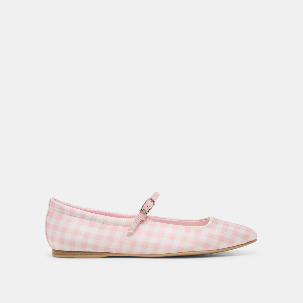 Reyes X Byrdie Golf Pink Plaid Gingham Wide Ballet Flats / Dolce Vita