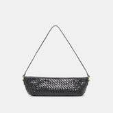 Savaii Black Woven Leather Shoulder Bag / Dolce Vita