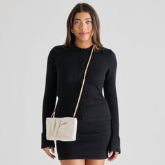 Rozey White Satin Clutch / Dolce Vita