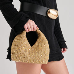 Dahlia Gold Raffia Handbag / Dolce Vita