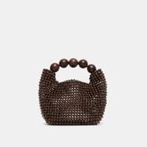 CLOVER Chocolate Wood Beaded Handbag / Dolce Vita
