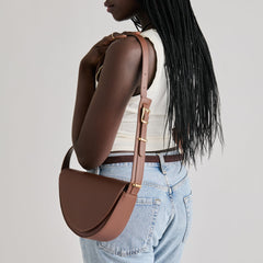Sabine Brown Leather Shoulder Bag / Dolce Vita